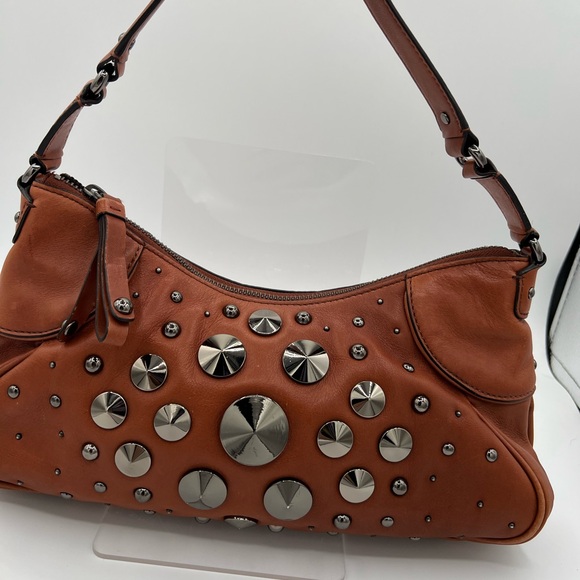 Cole Haan Bronze Brown Leather Shoulder Bag with Studded Detail - Picture 3 of 13